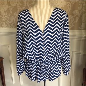 Escapada blue and white blouse...Size XL